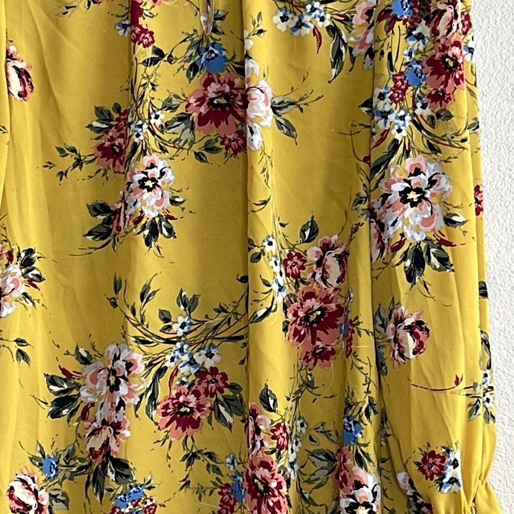 Zac & Rachel Yellow Floral Bell Sleeve Blouse - Picture 6 of 6
